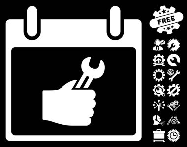 İngiliz anahtarı hizmet el takvim gün vektör simgesi Bonus ile