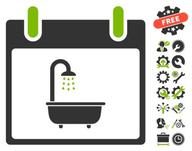 Bonus ile banyo takvim gün vektör simgesi