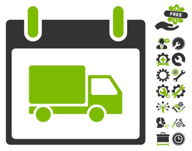 Bonus ile teslim araba takvim gün vektör simgesi
