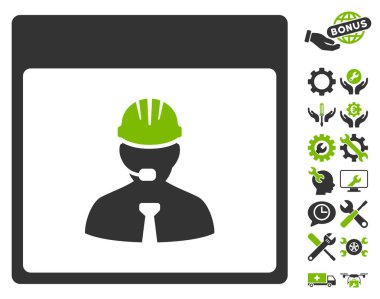 Bonus ile mühendis takvim gün vektör simgesi