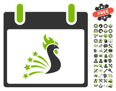 Bonus ile şenlikli horoz takvim gün vektör simgesi