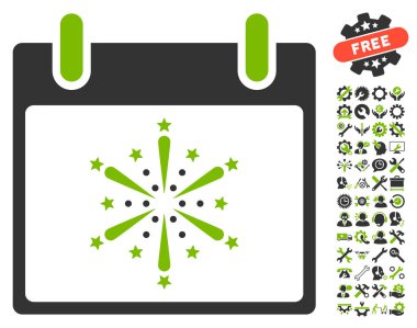 Bonus ile havai fişek patlama takvim gün vektör simgesi