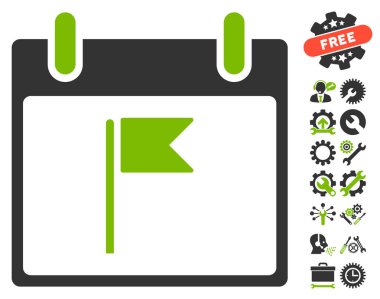 Bayrak takvim gün vektör simgesi Bonus ile