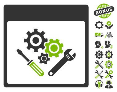 Vites araçlar ile Bonus sayfa vektör simge takvim