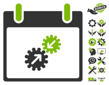 Gears entegrasyonu takvim gün vektör simge Bonus ile