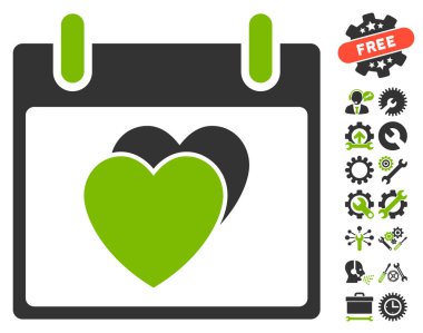 Bonus ile kalpleri takvim gün vektör simgesi