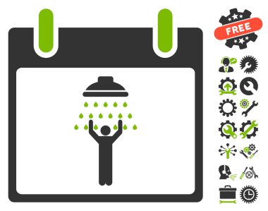 Bonus ile adam duş takvim gün vektör simgesi