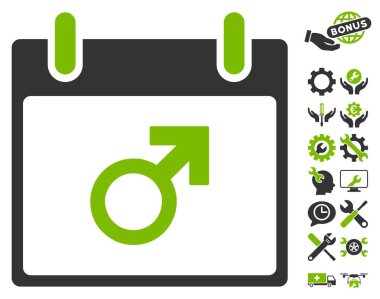 Bonus ile Mars erkek sembol takvim gün vektör simgesi