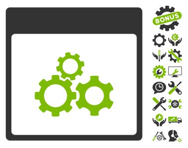 Mekanik vites ile Bonus sayfa vektör simge takvim