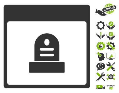 Anıt mezar taşı takvim sayfası vektör simge Bonus ile