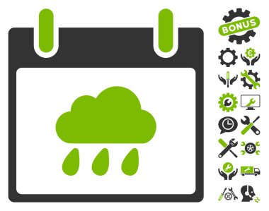 Bonus ile yağmur bulutu takvim gün vektör simgesi