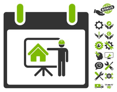 Bonus ile gayrimenkul geliştirici takvim gün vektör simgesi