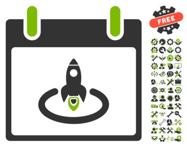 Roket Başlat takvim sayfası vektör simgesi Bonus ile