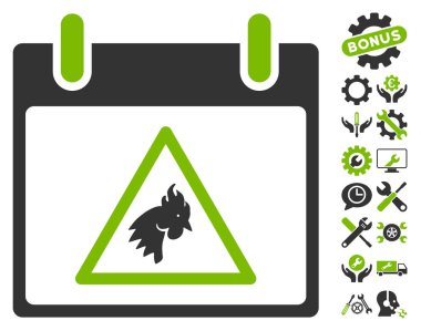 Takvim gün vektör simge Bonus ile uyarı horoz