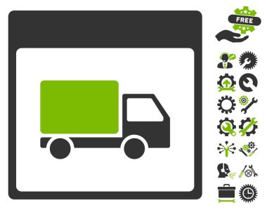 Sevk irsaliyesi kamyon takvim sayfası vektör simge Bonus ile