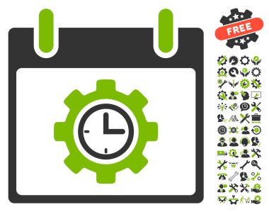 Bonus ile zaman dişli takvim gün vektör simgesi