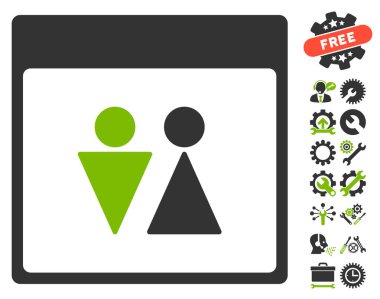 WC kişi ile Bonus sayfa vektör simge takvim