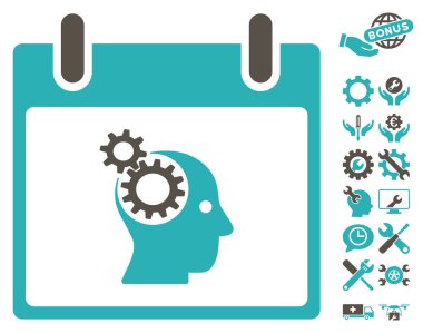 Bonus ile beyin Gears takvim gün vektör simgesi