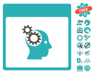 Beyin tekerlekler ile Bonus sayfa vektör simge takvim