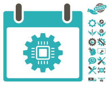 Bonus ile çip dişli takvim gün vektör simgesi