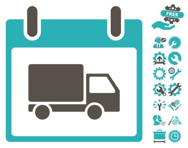 Bonus ile teslim araba takvim gün vektör simgesi