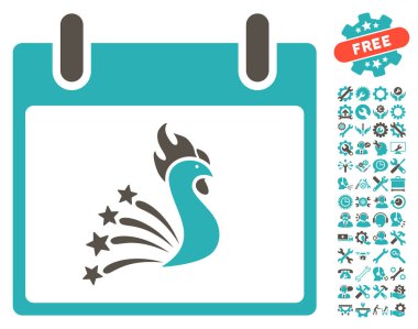 Bonus ile şenlikli horoz takvim gün vektör simgesi