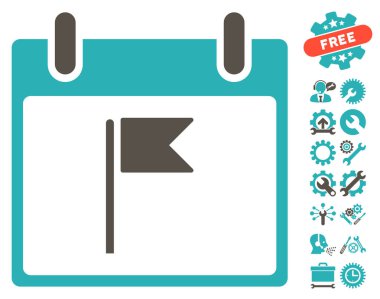 Bayrak takvim gün vektör simgesi Bonus ile