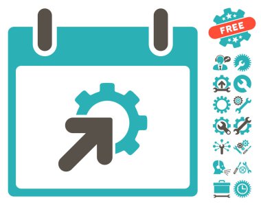 Bonus ile dişli Tümleştirme takvim gün vektör simgesi