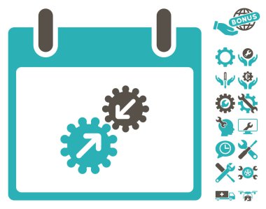 Gears entegrasyonu takvim gün vektör simge Bonus ile
