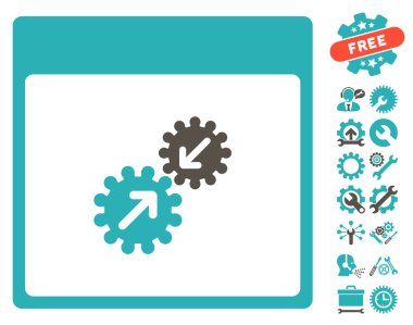 Gears entegrasyonu takvim sayfası vektör simge Bonus ile