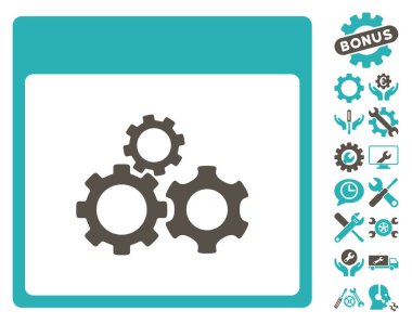 Mekanik vites ile Bonus sayfa vektör simge takvim