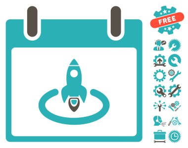Roket Başlat Takvim gün vektör simgesi Bonus ile