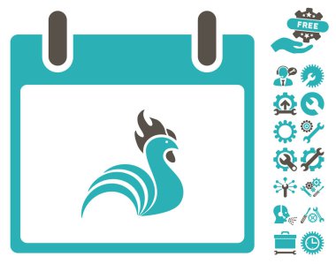 Bonus ile horoz takvim gün vektör simgesi