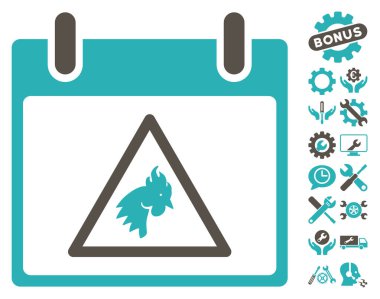 Takvim gün vektör simge Bonus ile uyarı horoz