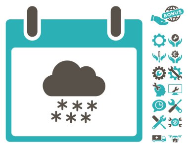 Bonus ile kar bulut takvim gün vektör simgesi