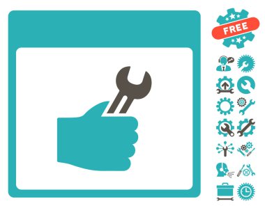 Anahtar hizmet el takvim sayfası vektör simgesini Bonus ile