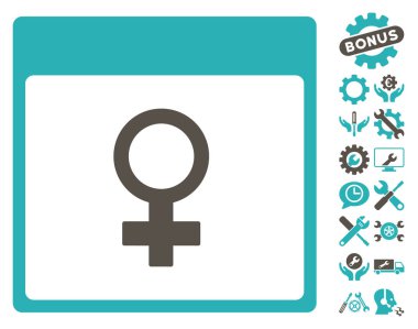 Venüs kadın sembol takvim sayfası vektör simge Bonus ile