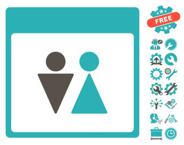 WC kişi ile Bonus sayfa vektör simge takvim