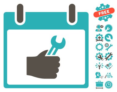 İngiliz anahtarı hizmet el takvim gün vektör simgesi Bonus ile