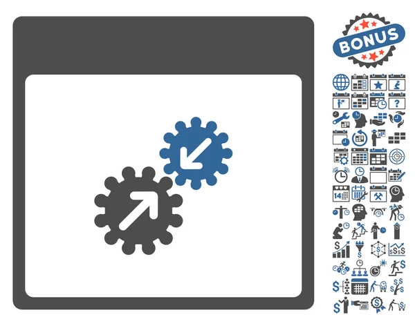 Gears integratie pagina platte Vector kalenderpictogram met Bonus — Stockvector