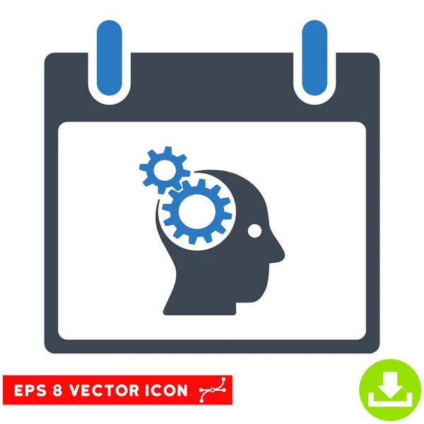 Engranajes cerebrales Calendario Día Vector Eps Icono — Archivo Imágenes Vectoriales