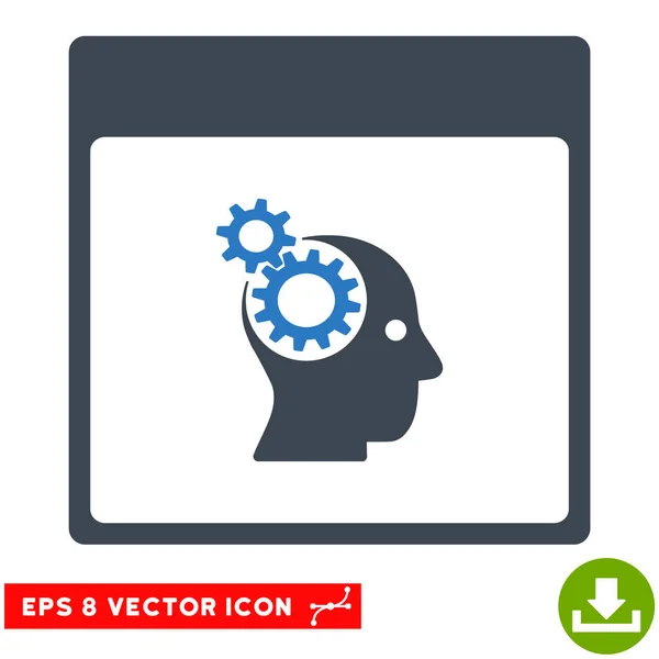 Brain Wheels Calendar Page Vector Eps Icon — Stock Vector