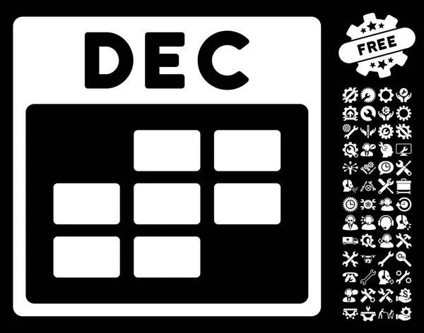 ボーナスと 12 月カレンダー グリッド ベクトル アイコン — ストックベクタ
