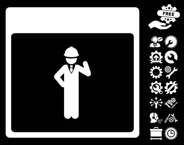 Pagina Vector pictogram van de kalender van de ingenieur met Bonus — Stockvector