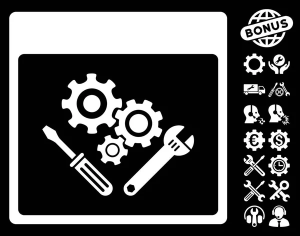 Outillage d'engrenage Calendrier Page Icône vectorielle avec bonus — Image vectorielle