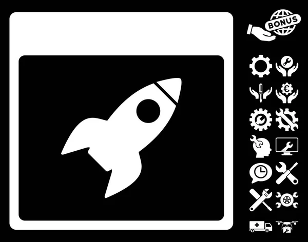 Rocket Calendar Page Vector Icon With Bonus — Stock Vector