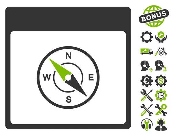 Compass Calendar Page Vector Icon With Bonus — Stock Illustration Compass Calendar Page Vector Icon With Bonus Royalty Free Stock Illustrations