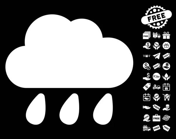 Εικονίδιο σύννεφου βροχής με δωρεάν μπόνους — Διανυσματικό Αρχείο