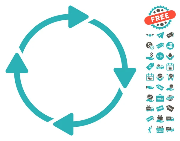 Rotationssymbol mit kostenlosem Bonus — Stockvektor