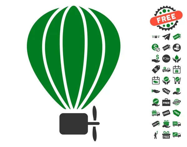 Aerostat Balloon Icon With Free Bonus — Stock Vector